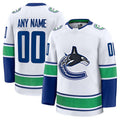 Custom V.Canucks Fanatics Away Premium Jersey - White Stitched American Hockey Jerseys