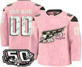 Custom W.Capitals Pink 50th Anniversary Authentic Stitched American Hockey Jerseys